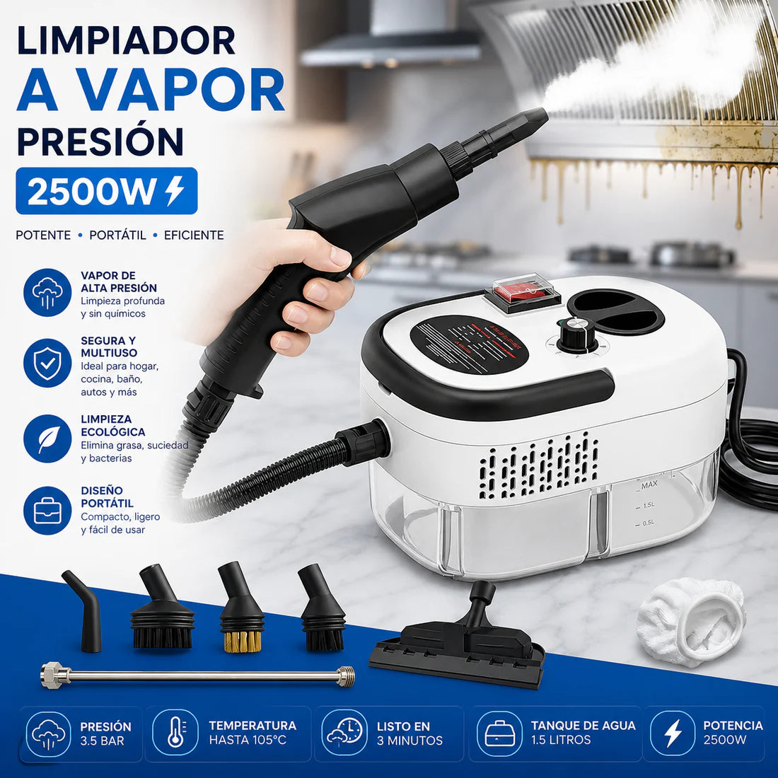 LIMPIADOR A VAPOR VapoMax™ 2500W